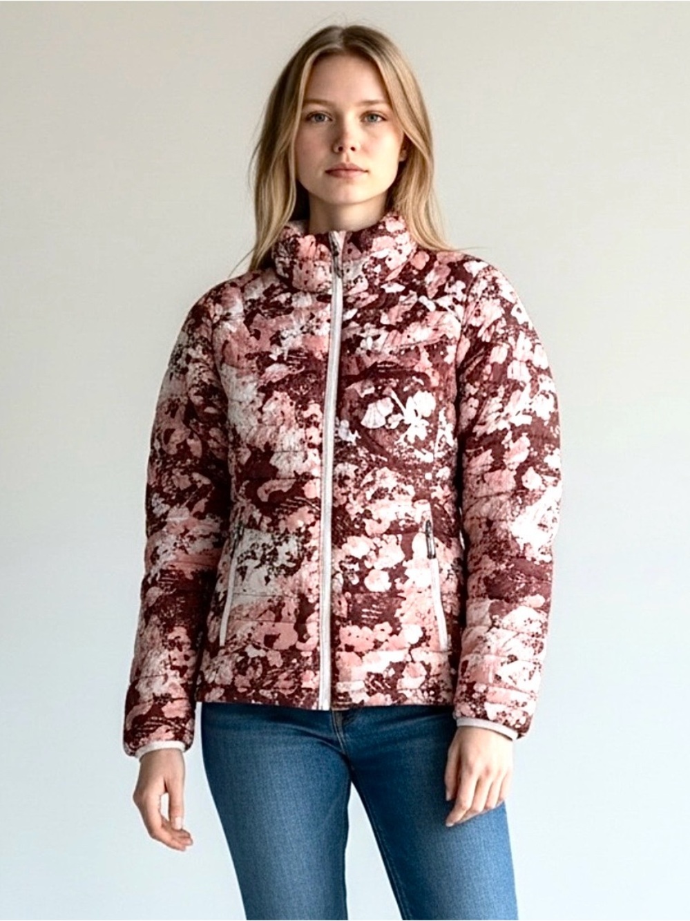 Columbia Women White Out Printed Jacket Omni Heat Like New